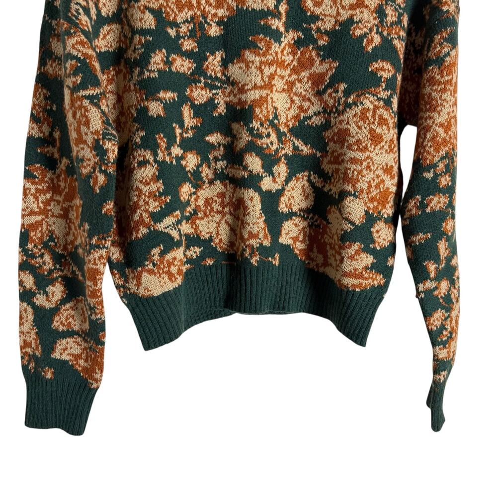 Lost + Wander Rosetta Green Floral Knit Crewneck Pullover Sweater Size S - Picture 6 of 10